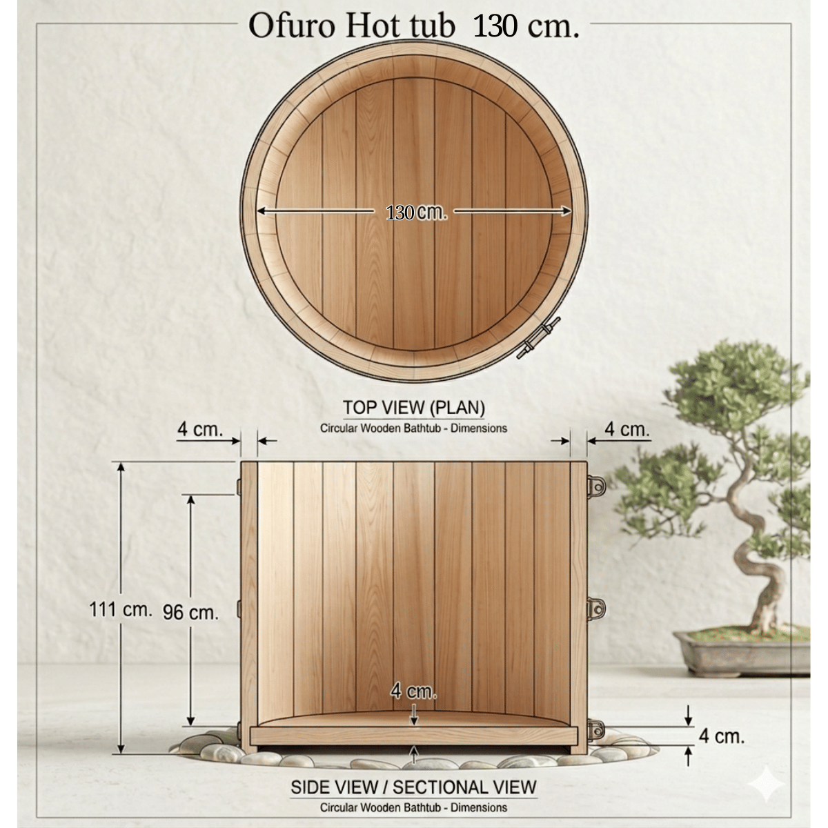 อ่างไม้เรดซีดาร์ SWISS THAI WATER SOLUTION รุ่น OFURO ขนาด 130 ซม.สำหรับ 1 -2 คน